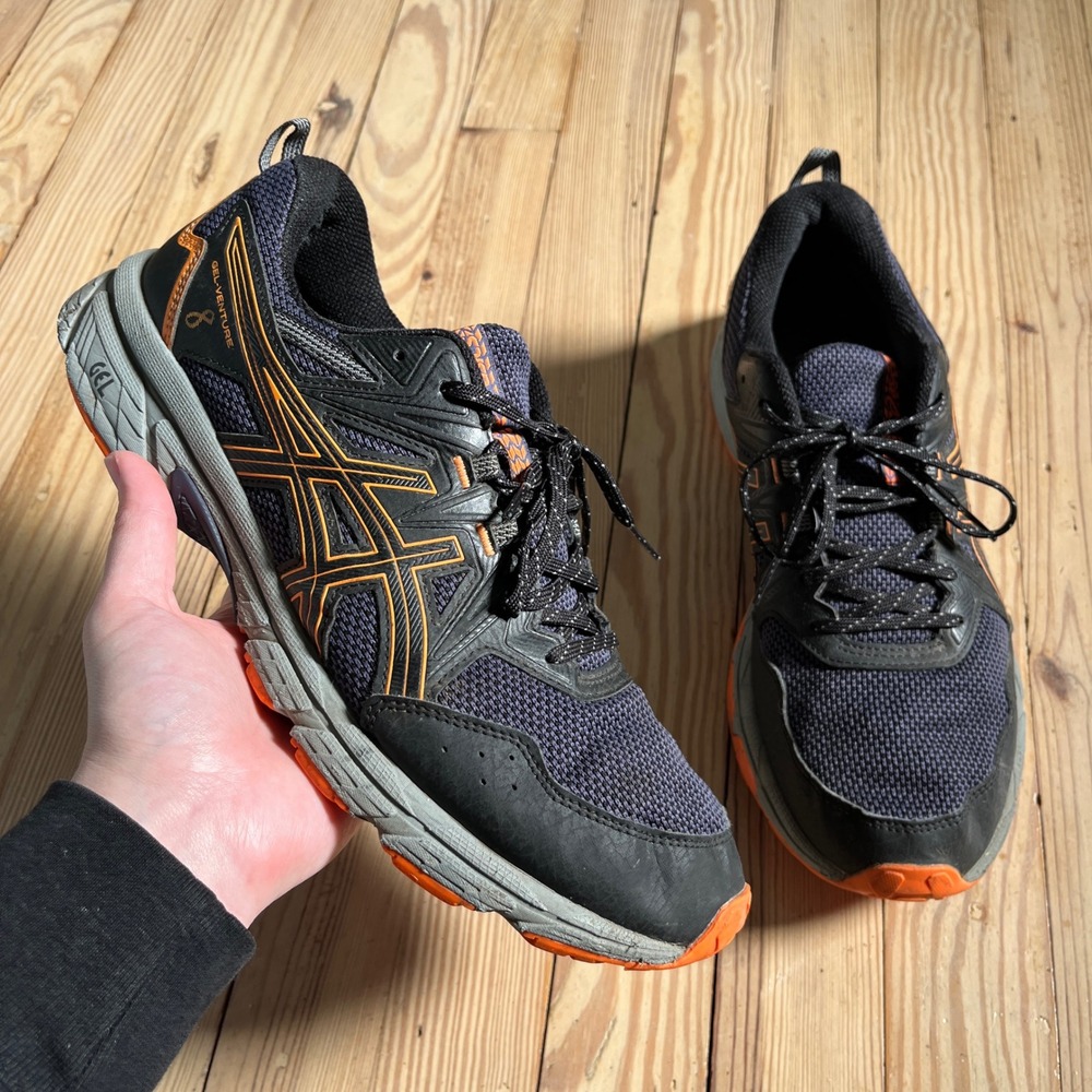 Asics Gel-Venture 8 Trail Running Shoes Mens 11 Black Orange athletic 1011A824